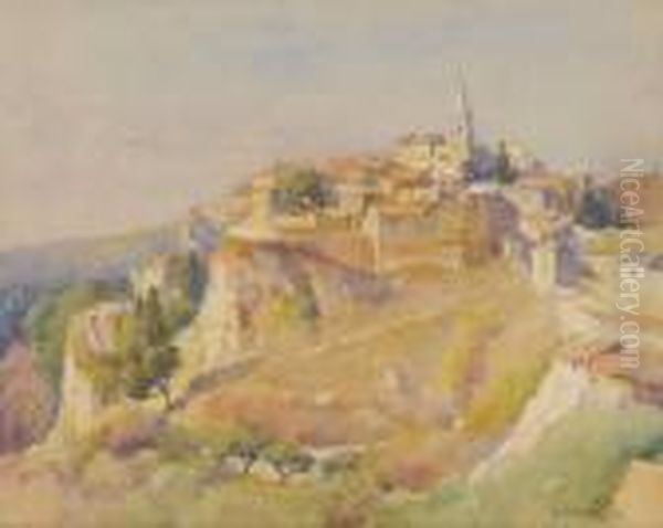 Cathedral On A Hill. Oil Painting by Mabel May Woodward