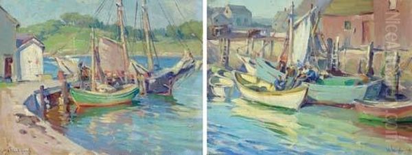 Fishing Boats, Nova Scotia: Two Works Oil Painting by Mabel May Woodward