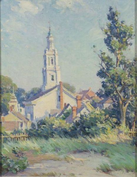 Landscape With Church Steeple Oil Painting by Mabel May Woodward