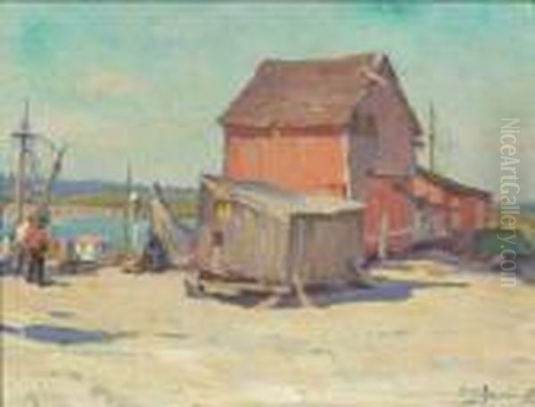 Red Fish House/a Chester Oil Painting by Mabel May Woodward