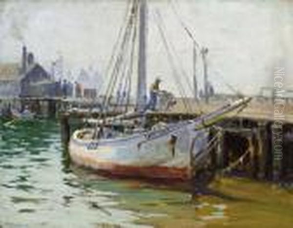 At Work On The Docks Oil Painting by Mabel May Woodward