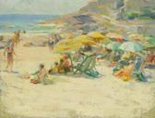 ''at The Beach'' Oil Painting by Mabel May Woodward