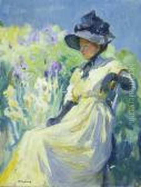 Woman In A Garden Oil Painting by Mabel May Woodward