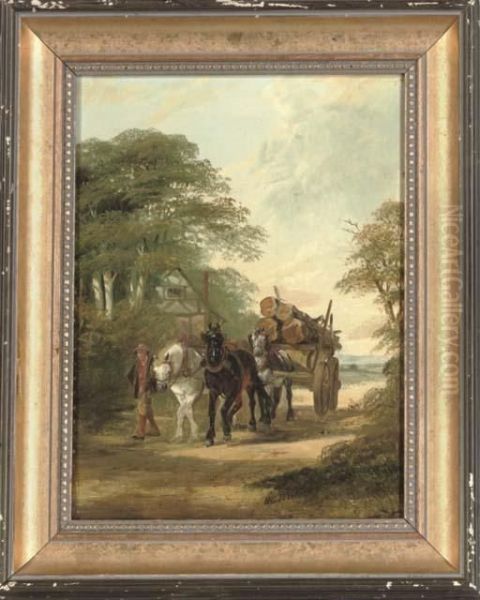 Departing From Home; And The Woodsman Oil Painting by Henry Charles Woollett