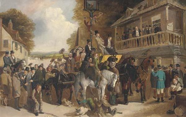 Cheering The New Member Oil Painting by Henry Charles Woollett