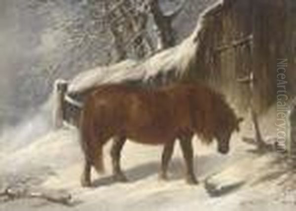 Seeking Shelter; And Guarding The Kill Oil Painting by Henry Charles Woollett