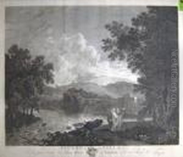 Woolet , After Richard Wilson , 
'cicero At His Villa', Engraving, 44.5cm X 56cm, Framed, Plus One Other Oil Painting by William Woollett