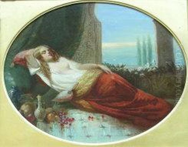 Lightly Clad Maiden Sleeping Oil Painting by Alfred Joseph Woolmer