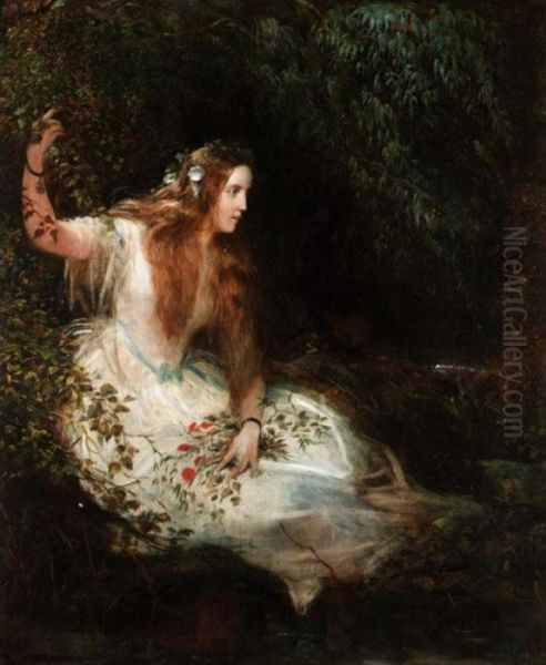 Ophelia Oil Painting by Alfred Joseph Woolmer