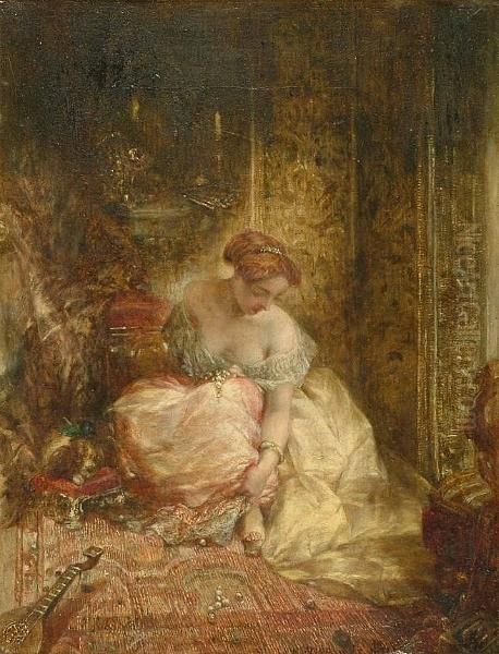 The Broken Necklace Oil Painting by Alfred Joseph Woolmer