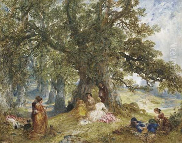 Fete Champetre Oil Painting by Alfred Joseph Woolmer