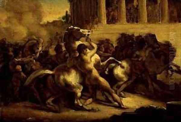 Race of the riderless horses Oil Painting by Theodore Gericault