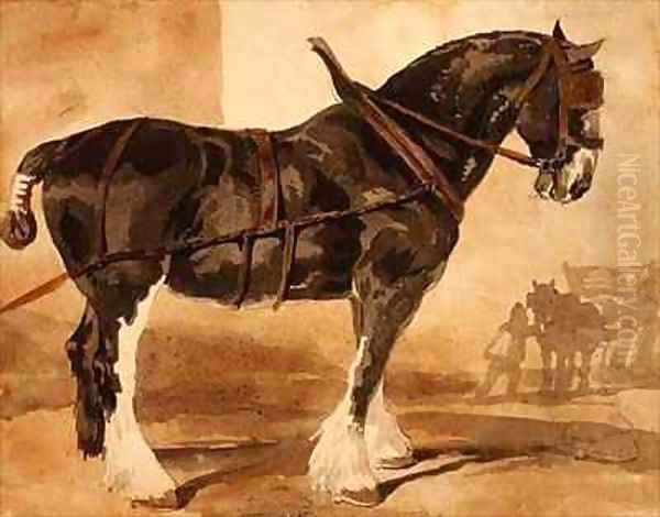 Harnessed black horse Oil Painting by Theodore Gericault