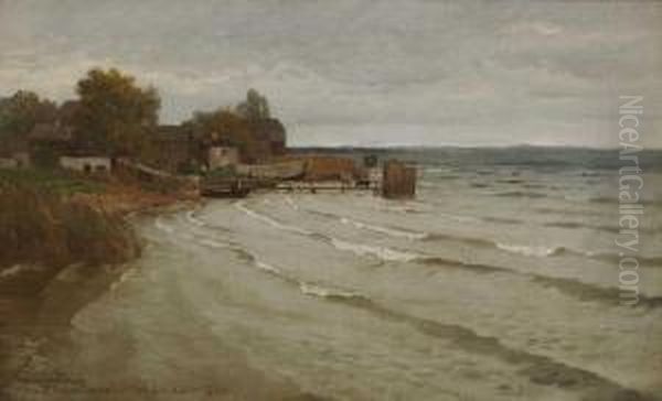 Herbststimmung Auf Der Fraueninsel Oil Painting by Josef Wopfner