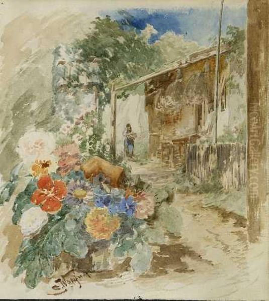 Bauerngarten Oil Painting by Josef Wopfner