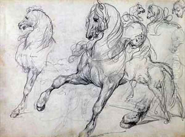 Horses Oil Painting by Theodore Gericault