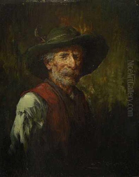 Tiroler Bauer. Oil Painting by Josef Wopfner