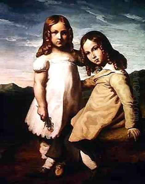 Alfred Dedreux 1810-60 as a Child with his Sister Elisabeth Oil Painting by Theodore Gericault