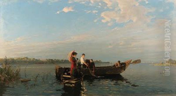 An Afternoon's Boating Oil Painting by Josef Wopfner