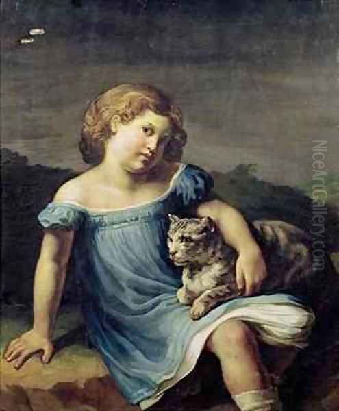 Portrait of Louise Vernet as a Child Oil Painting by Theodore Gericault