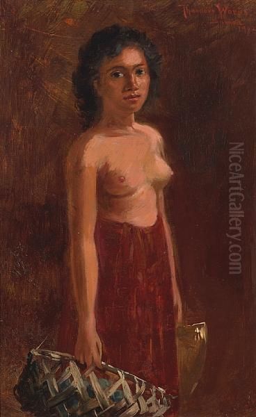 Samoan Maid With Basket Oil Painting by Theodore Wores