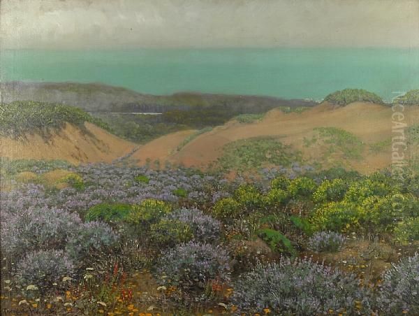 San Francisco Sand Dunes And Lake Merced Oil Painting by Theodore Wores