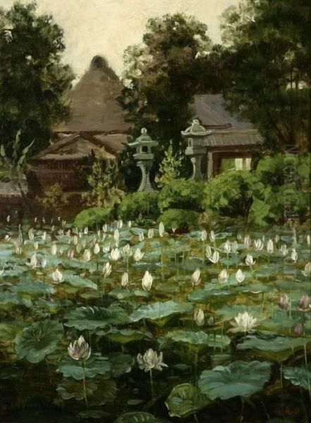 The Garden Of Buddha Oil Painting by Theodore Wores