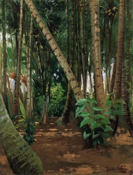 A Coconut Grove Oil Painting by Theodore Wores