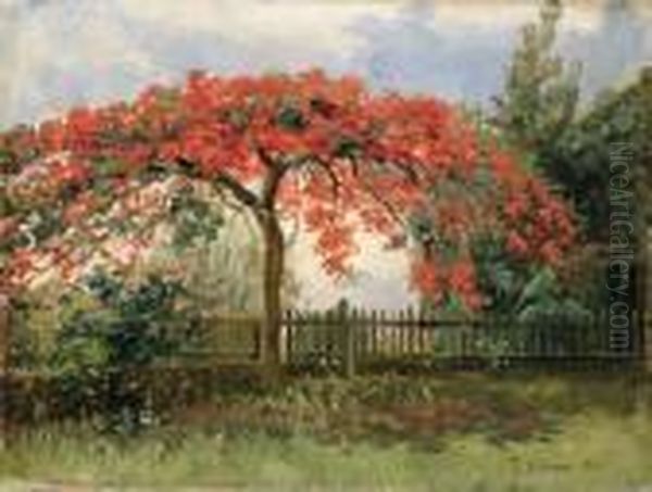 Flowering Tree, Honolulu Oil Painting by Theodore Wores