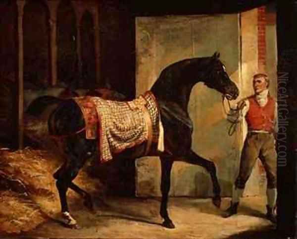 Horse Leaving a Stable Oil Painting by Theodore Gericault