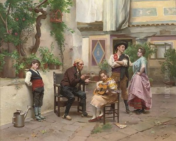 The Music Lesson Oil Painting by Jules Worms