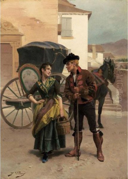 Flirtation Oil Painting by Jules Worms