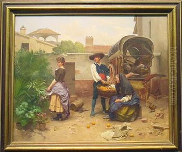 The Orange Seller Oil Painting by Jules Worms