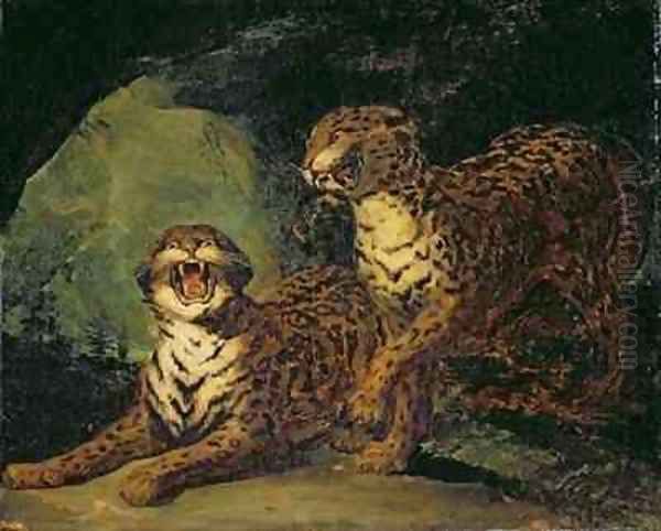 Two Leopards Oil Painting by Theodore Gericault