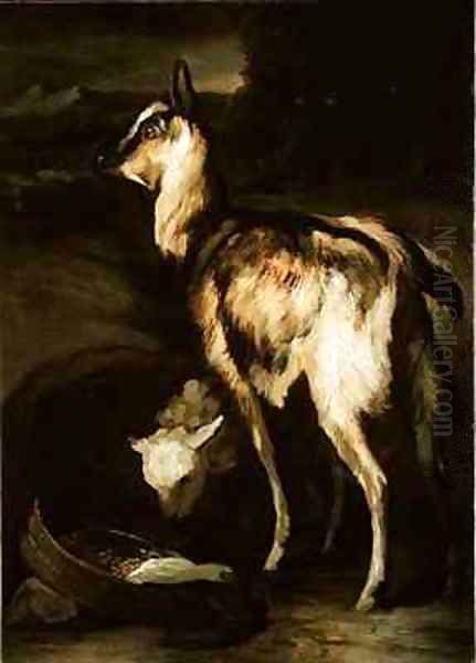 Goat and Sheep in a Landscape Oil Painting by Theodore Gericault