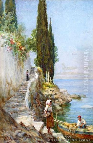 On The Italian Riviera Oil Painting by Charles Nathaniel Worsley