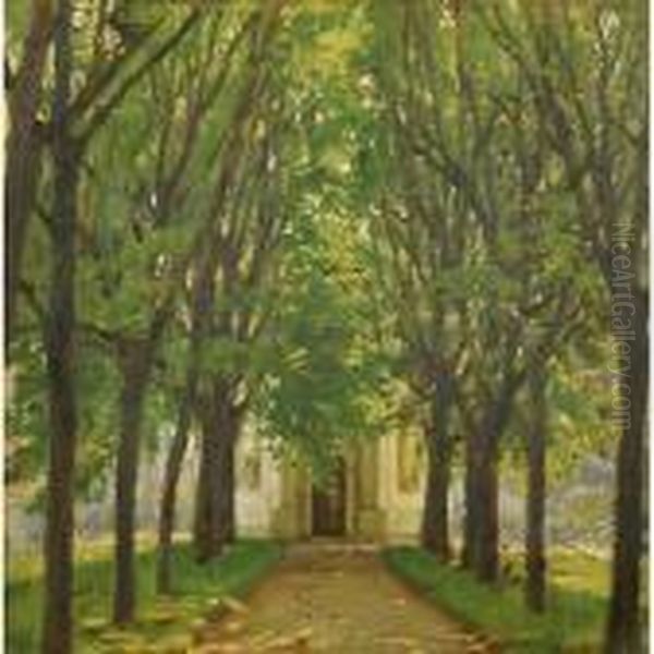 Viale Alberato Oil Painting by Carlo Wostry