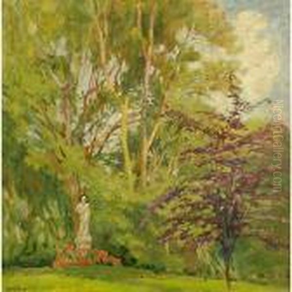 Nel Parco Di St. Cloud Oil Painting by Carlo Wostry