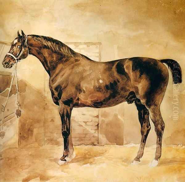 English Horse in Stable Oil Painting by Theodore Gericault