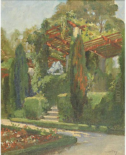 Giardino In Fiore Oil Painting by Carlo Wostry