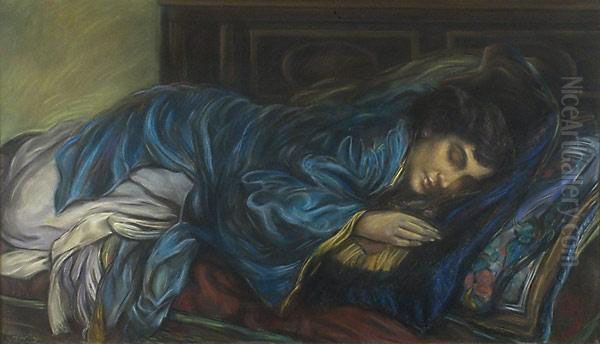 Ragazza Addormentata Oil Painting by Carlo Wostry