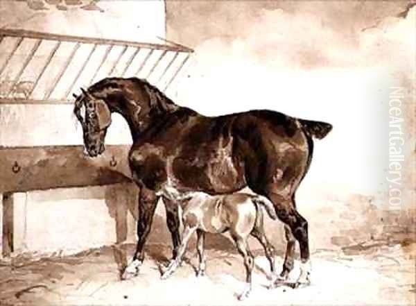 Mare and foal Oil Painting by Theodore Gericault