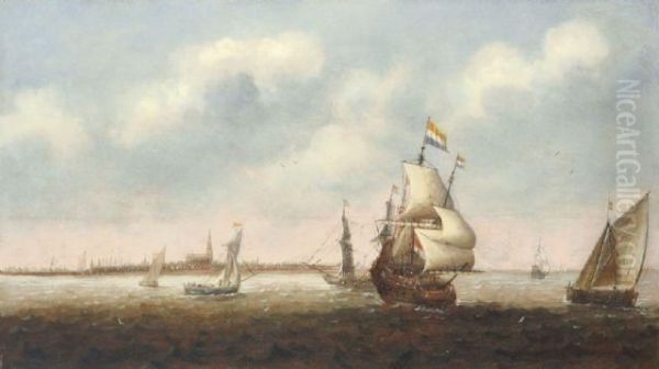 Marine Mit Ansicht Von Vlissingen Oil Painting by Claes Claesz. Wou