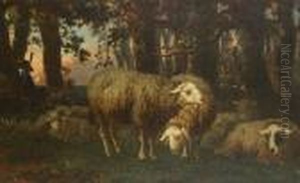 Resting Shepherd Oil Painting by Edouard Woutermaertens