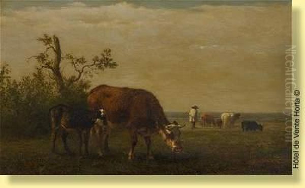 Vaches Dans Un Pre Oil Painting by Edouard Woutermaertens