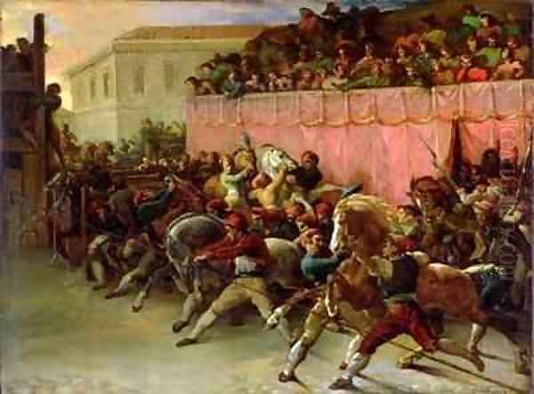 The Riderless Racers at Rome Oil Painting by Theodore Gericault