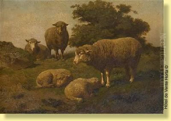 Moutons Au Paturage Oil Painting by Edouard Woutermaertens