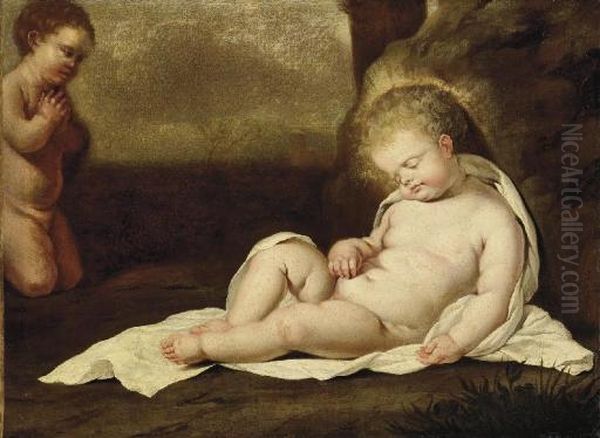 Le Christ Enfant Endormi Avec Saint Jean-baptiste Oil Painting by Frans Wouters