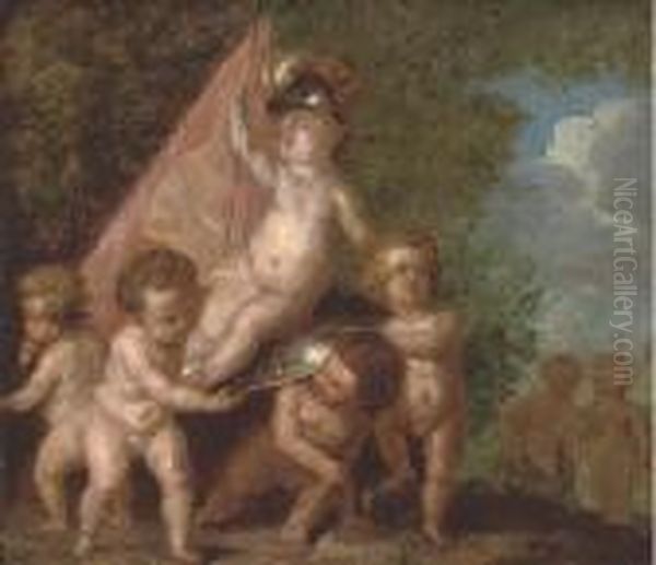 Putti Disporting Oil Painting by Frans Wouters