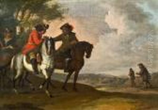 Drei Reiter In Einer Landschaft Oil Painting by Pieter Wouwermans or Wouwerman